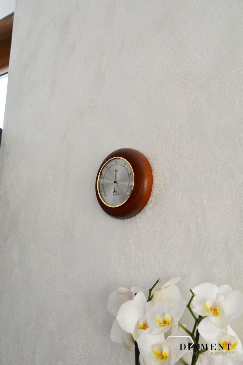 Drewniana stacja pogody Okrągły termometr w obudowie TERMOMETR140-07. Termometr do sauny na podczerwień. Idealny na prezent. Okrągły termometr (4).JPG