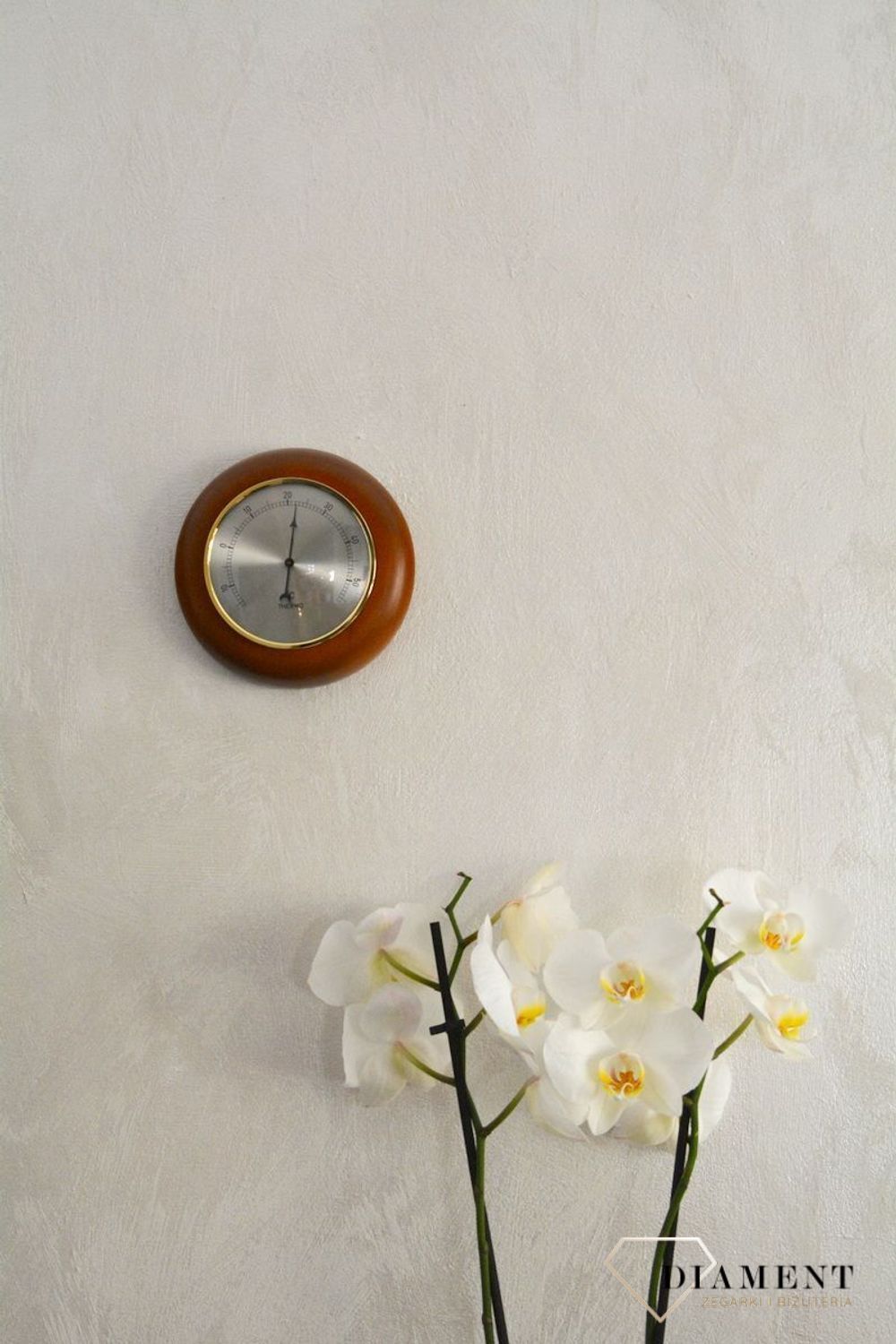 Drewniana stacja pogody Okrągły termometr w obudowie 'Drewno dąb' TERMOMETR140-08. Termometr do sauny na podczerwień. Idealny na prezent. Okrągły termometr. Termometr do 60 stopni Celsjusza (1).JPG