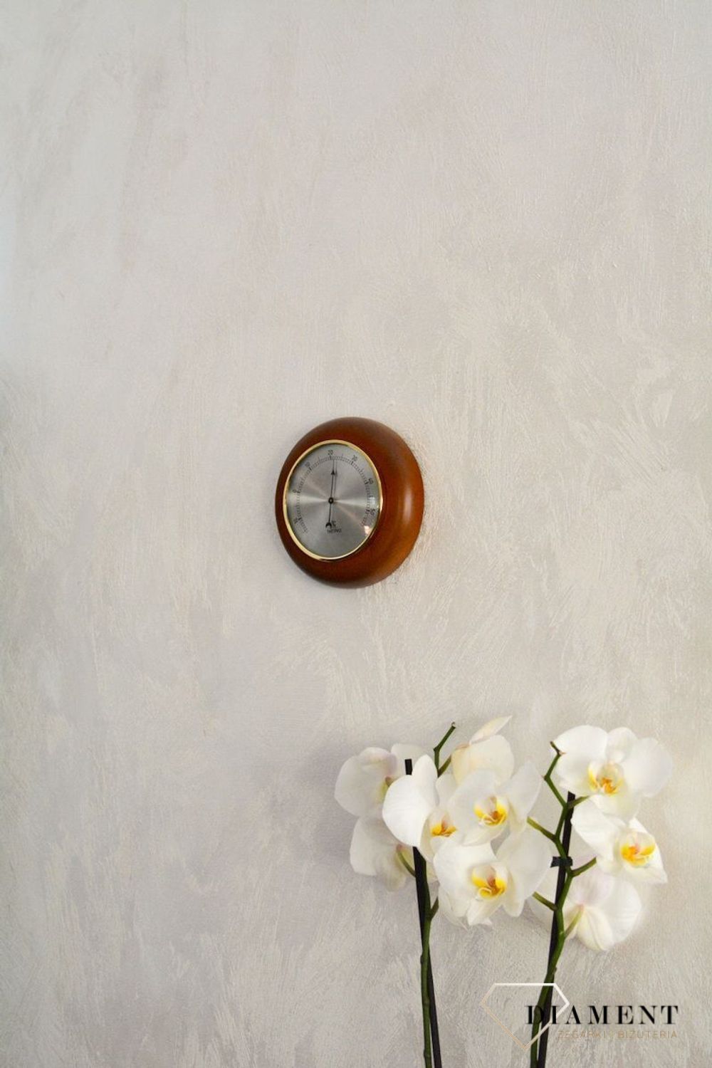 Drewniana stacja pogody Okrągły termometr w obudowie 'Drewno dąb' TERMOMETR140-08. Termometr do sauny na podczerwień. Idealny na prezent. Okrągły termometr. Termometr do 60 stopni Celsjusza (1).JPG