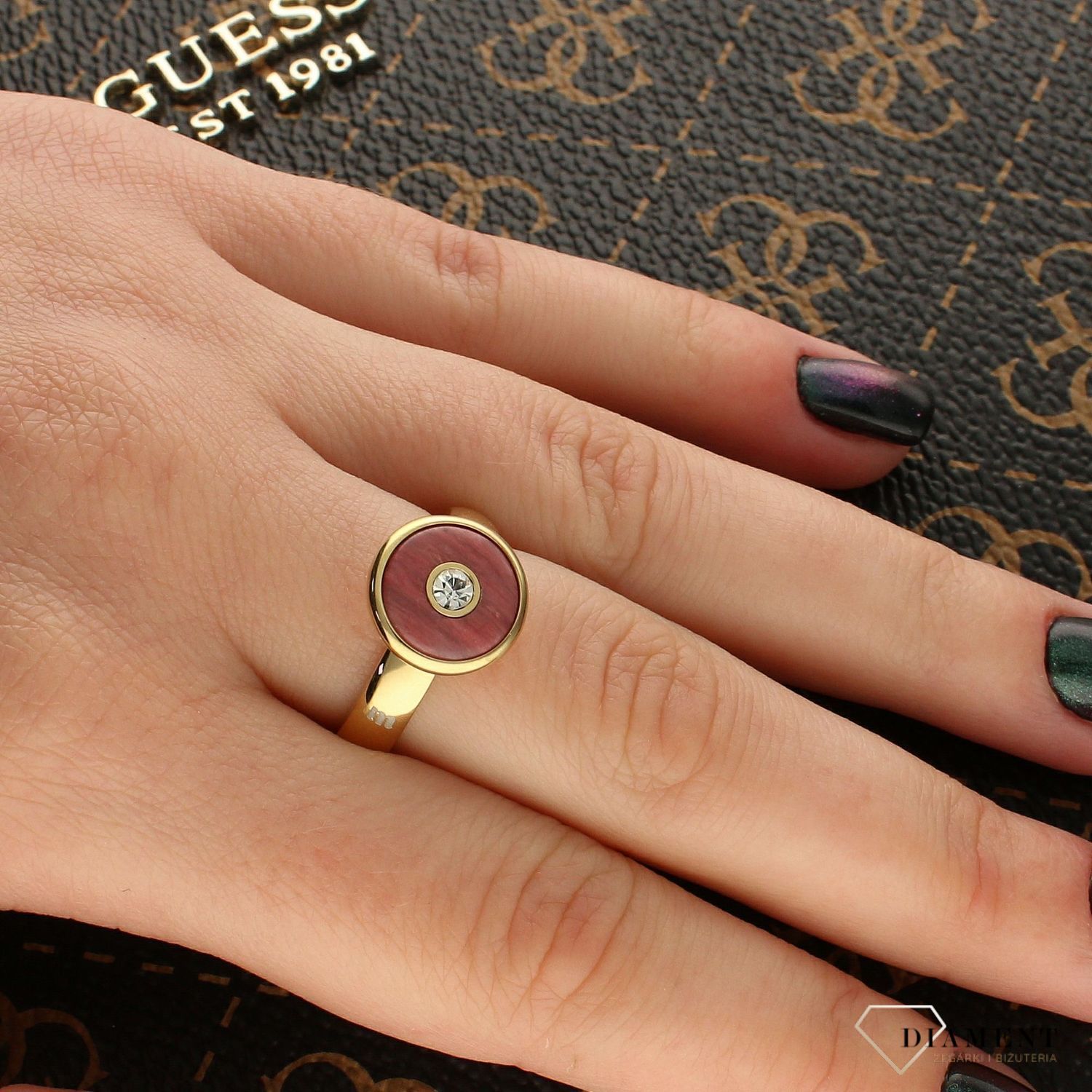 Pierścionek pozłacany, różowy z błyszczącą cyrkonią Melano 11 mm TM92GD12271 (1).jpg