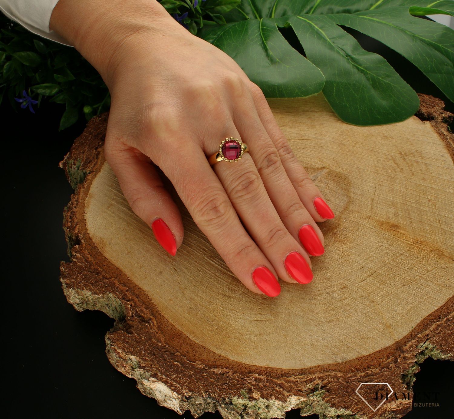 Pierścionek Melano Agat ognisty Fuchsia Charms Melano 8 mm TMB7GD10012.jpg