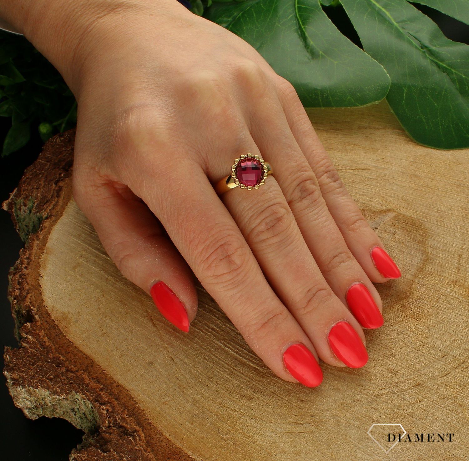 Pierścionek Melano Agat ognisty Fuchsia Charms Melano 8 mm TMB7GD10012.jpg