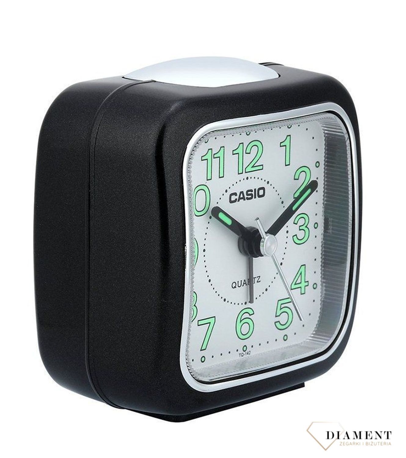 budzik na baterie casio czarny, Budzik klasyczny na baterię Casio kwadratowy w kolorze czarnymm TQ-142-1EF. Budzik.jpg