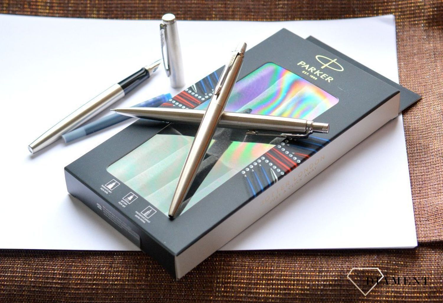 TRIO Jotter Stainless Steel CT Parker TRIO4 + Pióro wieczne + Zestaw z ołówkiem i długopisem. Darmowa wysyłka, Grawer gratis (1).jpg