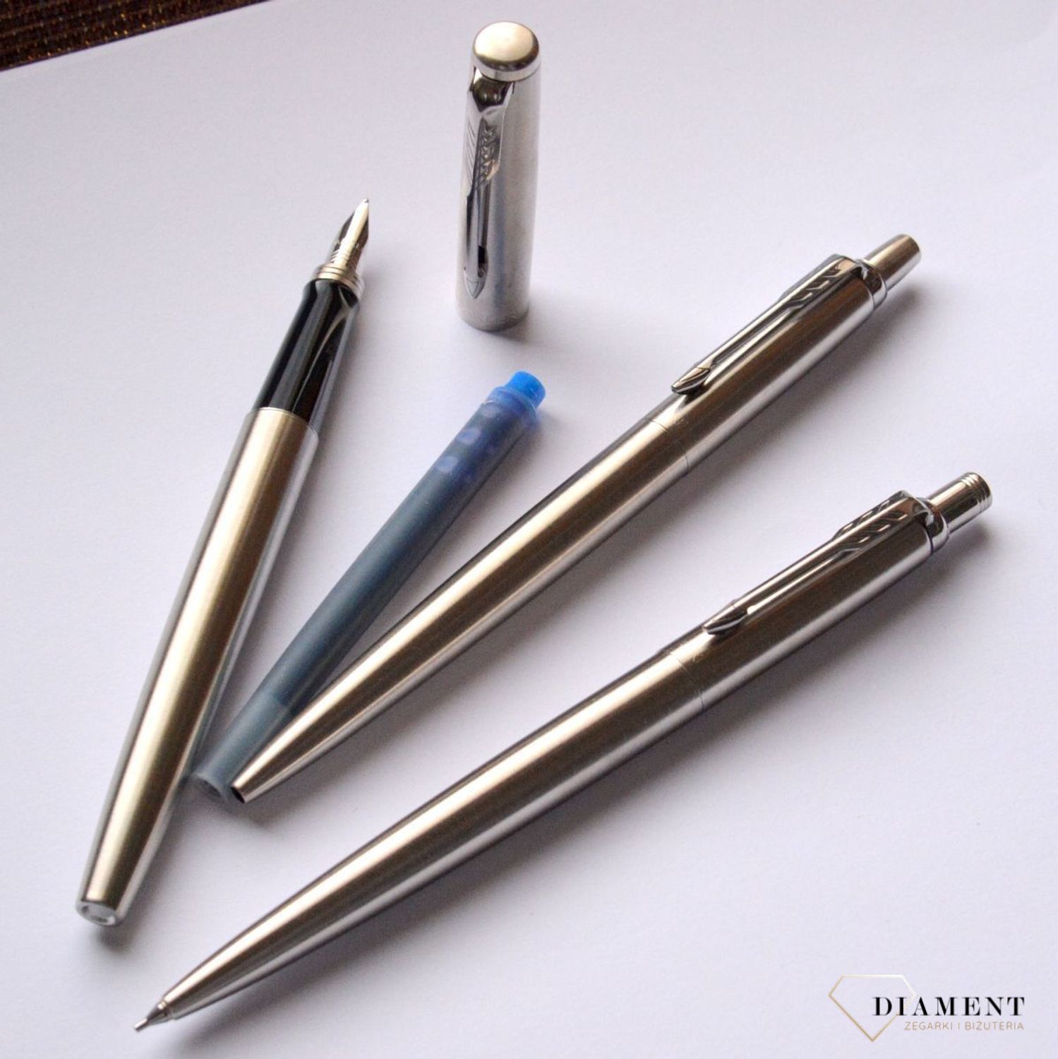 TRIO Jotter Stainless Steel CT Parker TRIO4 + Pióro wieczne + Zestaw z ołówkiem i długopisem. Darmowa wysyłka, Grawer gratis (1).jpg
