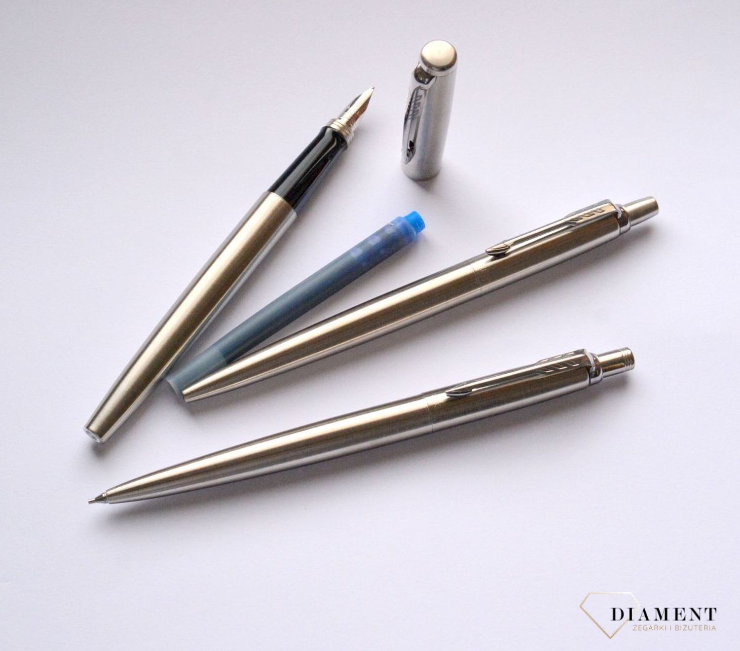 TRIO Jotter Stainless Steel CT Parker TRIO4 + Pióro wieczne + Zestaw z ołówkiem i długopisem. Darmowa wysyłka, Grawer gratis (1).jpg