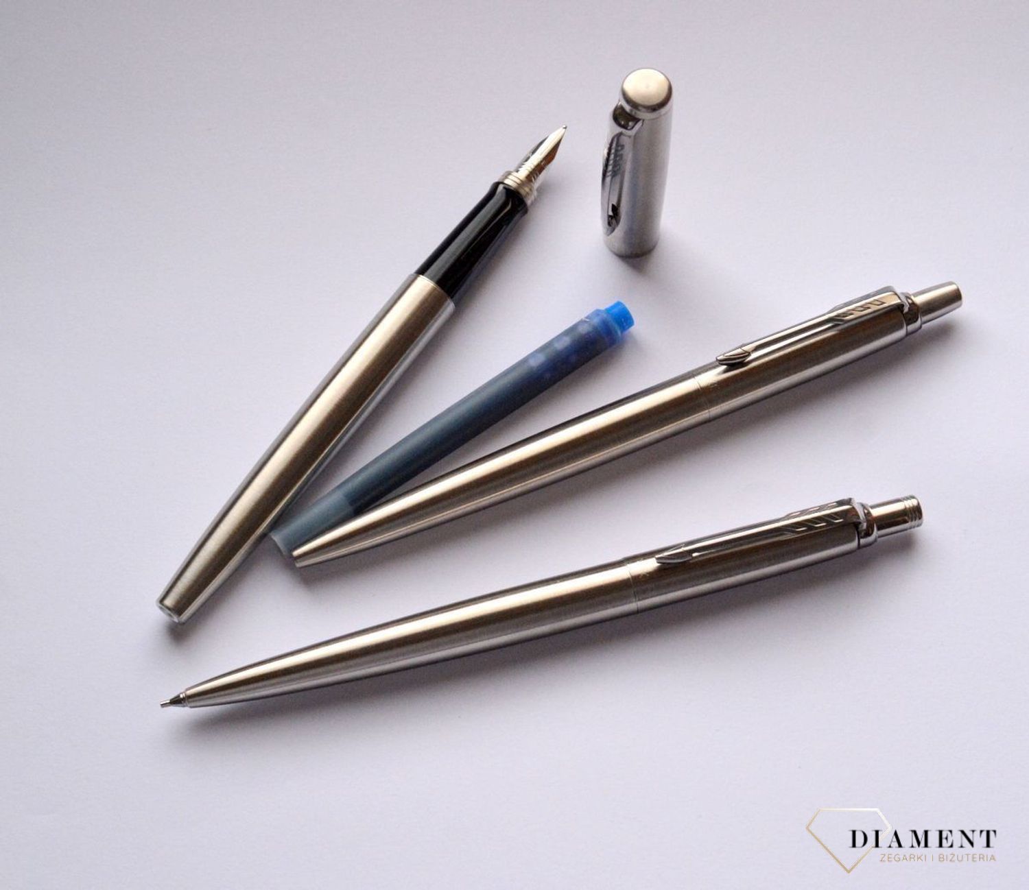 TRIO Jotter Stainless Steel CT Parker TRIO4 + Pióro wieczne + Zestaw z ołówkiem i długopisem. Darmowa wysyłka, Grawer gratis (1).jpg