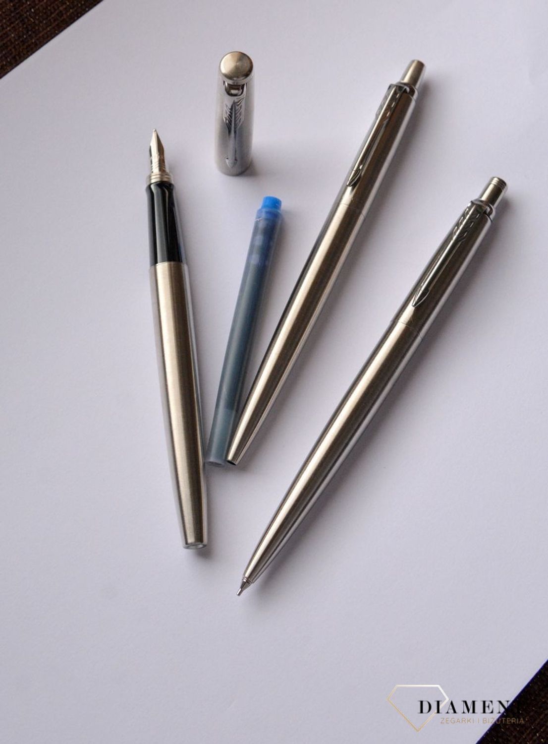 TRIO Jotter Stainless Steel CT Parker TRIO4 + Pióro wieczne + Zestaw z ołówkiem i długopisem. Darmowa wysyłka, Grawer gratis (1).jpg