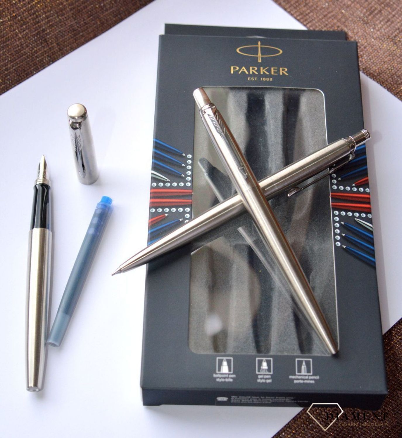 TRIO Jotter Stainless Steel CT Parker TRIO4 + Pióro wieczne + Zestaw z ołówkiem i długopisem. Darmowa wysyłka, Grawer gratis (1).jpg