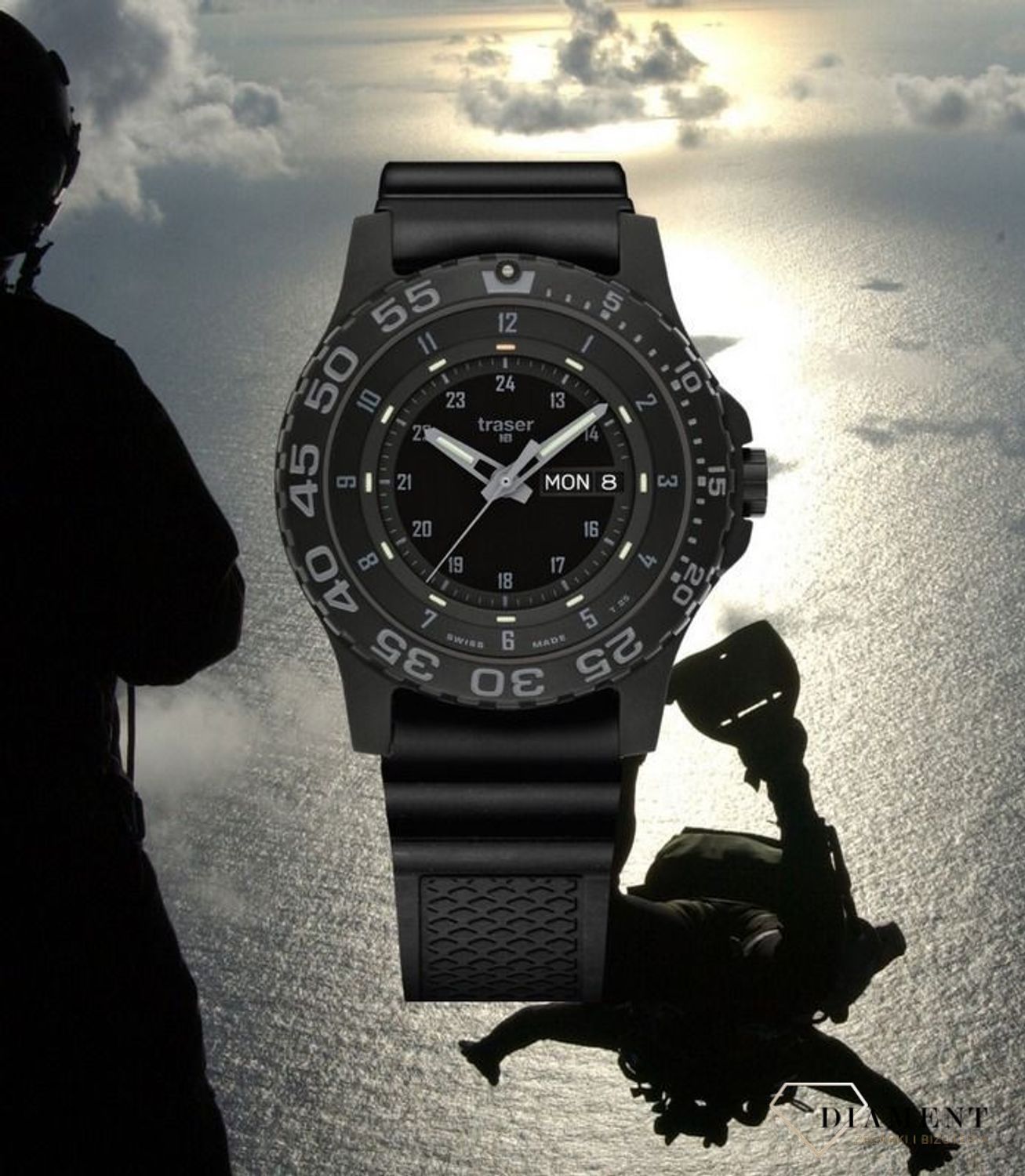 Zegarek męski z szwajcarskim mechanizmem Ronda 517. Zegarek na kauczukowym pasku, z wyraźną, podświetlaną tarczą za pomocą trytu. Dokładność chodu (2).jpg