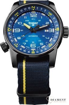 Zegarek męski z niebieską tarcza z białymi cyframi arabskimi. Zegarek męski z tekstylnym paskiem w kolorze granatowym, który idealnie współgra z tarczą (2).jpg