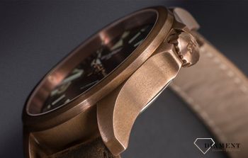 Solidny i wytrzymały zegarek męski z kopertą wykonaną z brązu. Zegarek męski na skórzanym brązowym pasku. Idealny pomysł na prezent (4).jpg