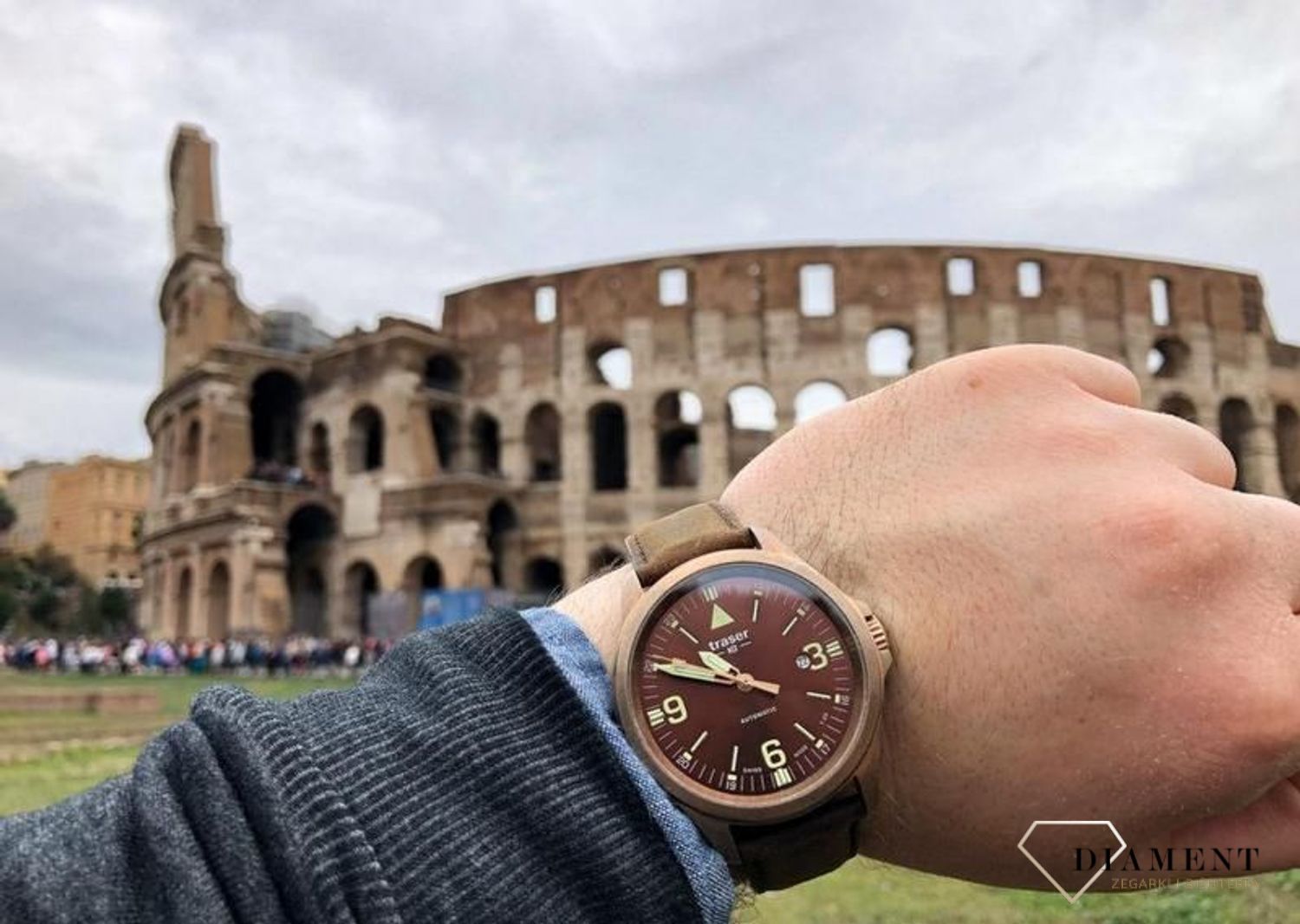 Solidny i wytrzymały zegarek męski z kopertą wykonaną z brązu. Zegarek męski na skórzanym brązowym pasku. Idealny pomysł na prezent (2).jpg