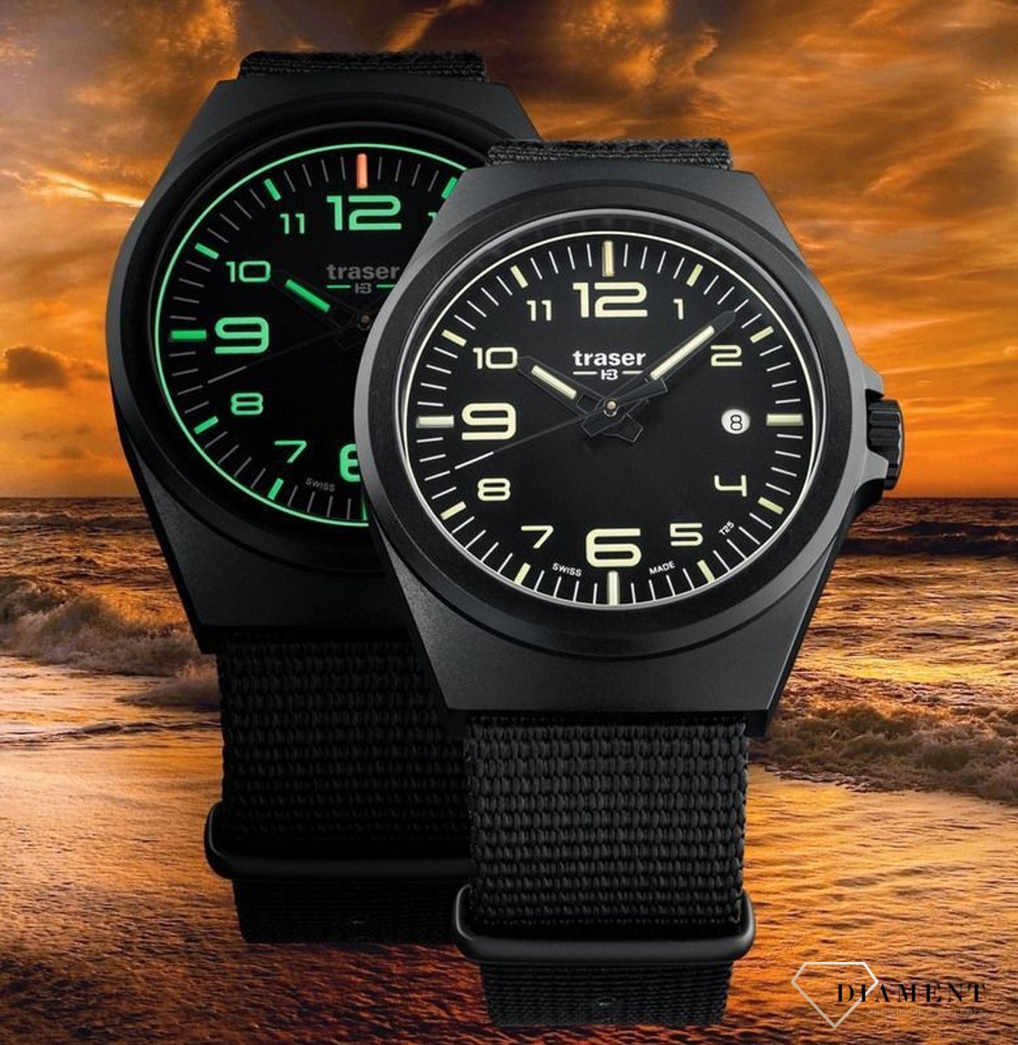 Zegarek męski z utrzymaną elegancją, szafirowym szkłem z wewnętrznym antyrefleksem. Zegarek męski na pasku tekstylnym typu NATO (2).jpg