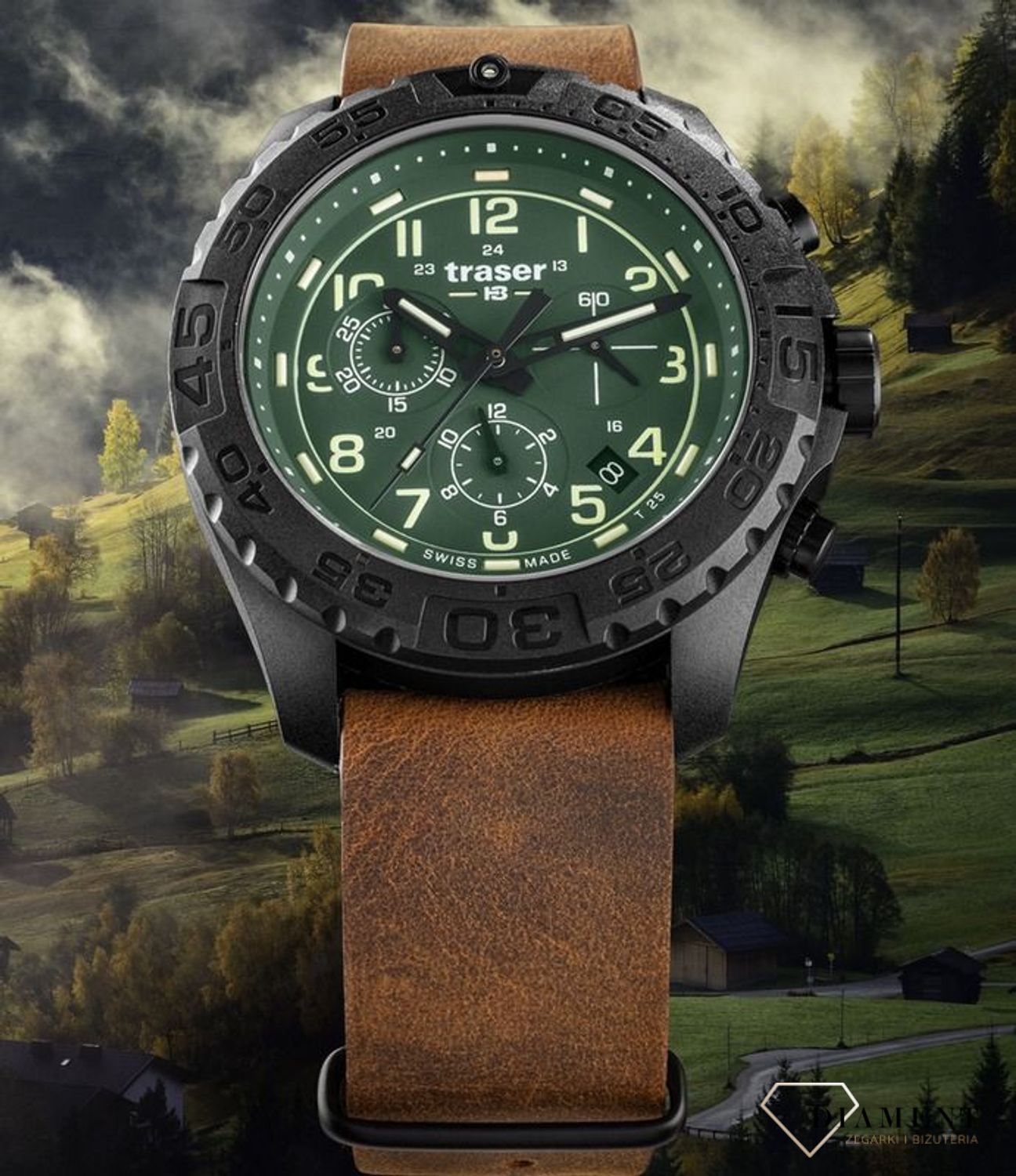 Zegarek męski z solidnym paskiem z licowanego kawałka skóry. Zegarek z przeznaczeniem dla osób lubiących podróżować i spędzać aktywnie czas (2).jpg
