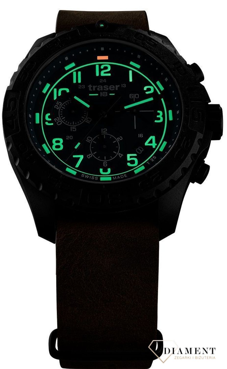 Zegarek męski Traser na skórzanym, solidnym pasku z licowanego kawałka. Koperta wykonana z polimeru włóknem szklanym. Zapraszamy www.zegarki-diament (2).jpg