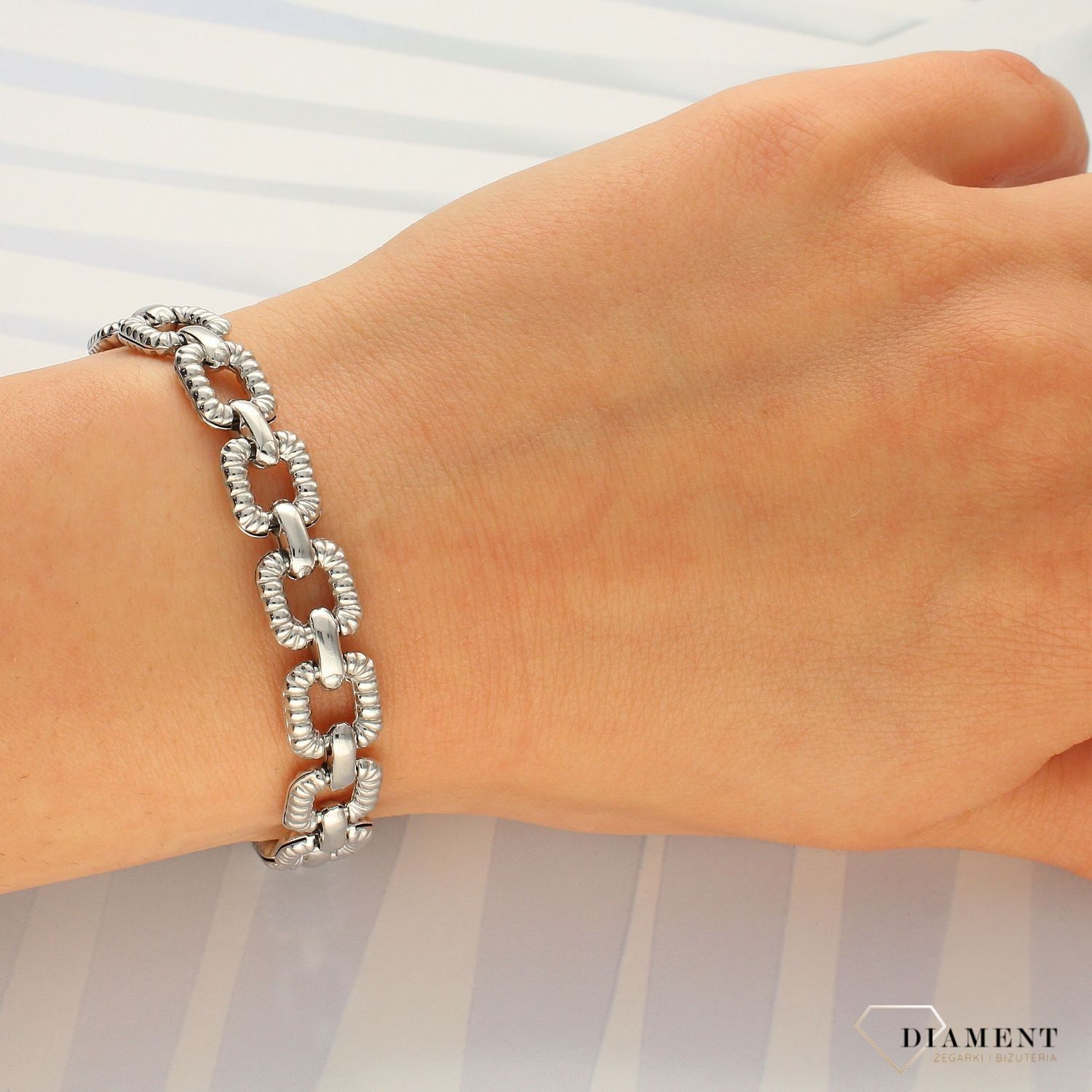 Bransoletka srebrna 'Grawerowane kwadraty' TSB000003-13 (1).jpg