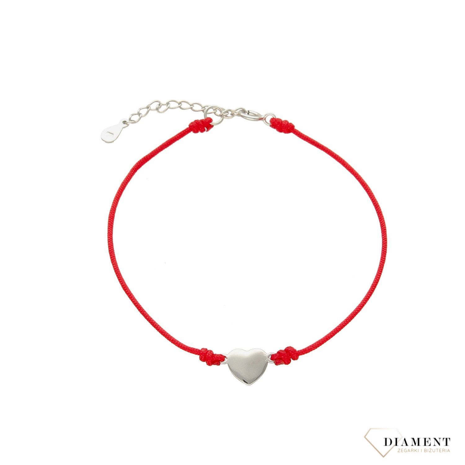 Bransoletka srebrna z sercem na czerwonym sznurku TSB000005-74.jpg