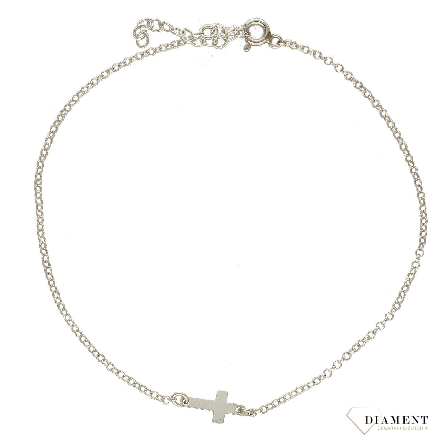 Srebrna bransoletka na nogę z krzyżykiem TSB000005-89.jpg