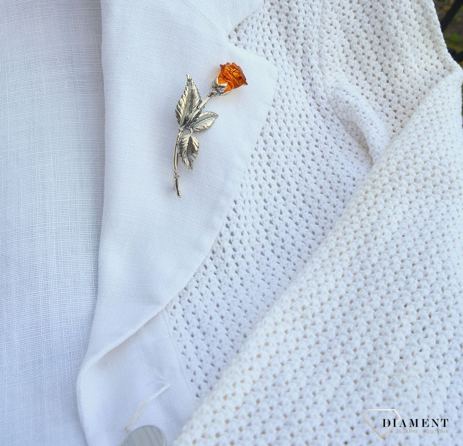 Srebrna broszka róża z bursztynem TSBR000004-51.jpg