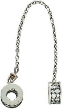 Srebrny łańcuszek zabezpieczający próby 925, zdobiony cyrkoniami, długość 10 cm, waga 4,00 g. Elegancki i praktyczny dodatek do bransoletek i łańcuszków, który chroni biżuterię przed zgubieniem3.jpg