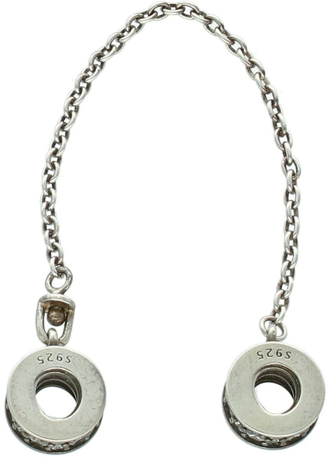 Srebrny łańcuszek zabezpieczający próby 925, zdobiony cyrkoniami, długość 10 cm, waga 4,00 g. Elegancki i praktyczny dodatek do bransoletek i łańcuszków, który chroni biżuterię przed zgubieniem1.jpg