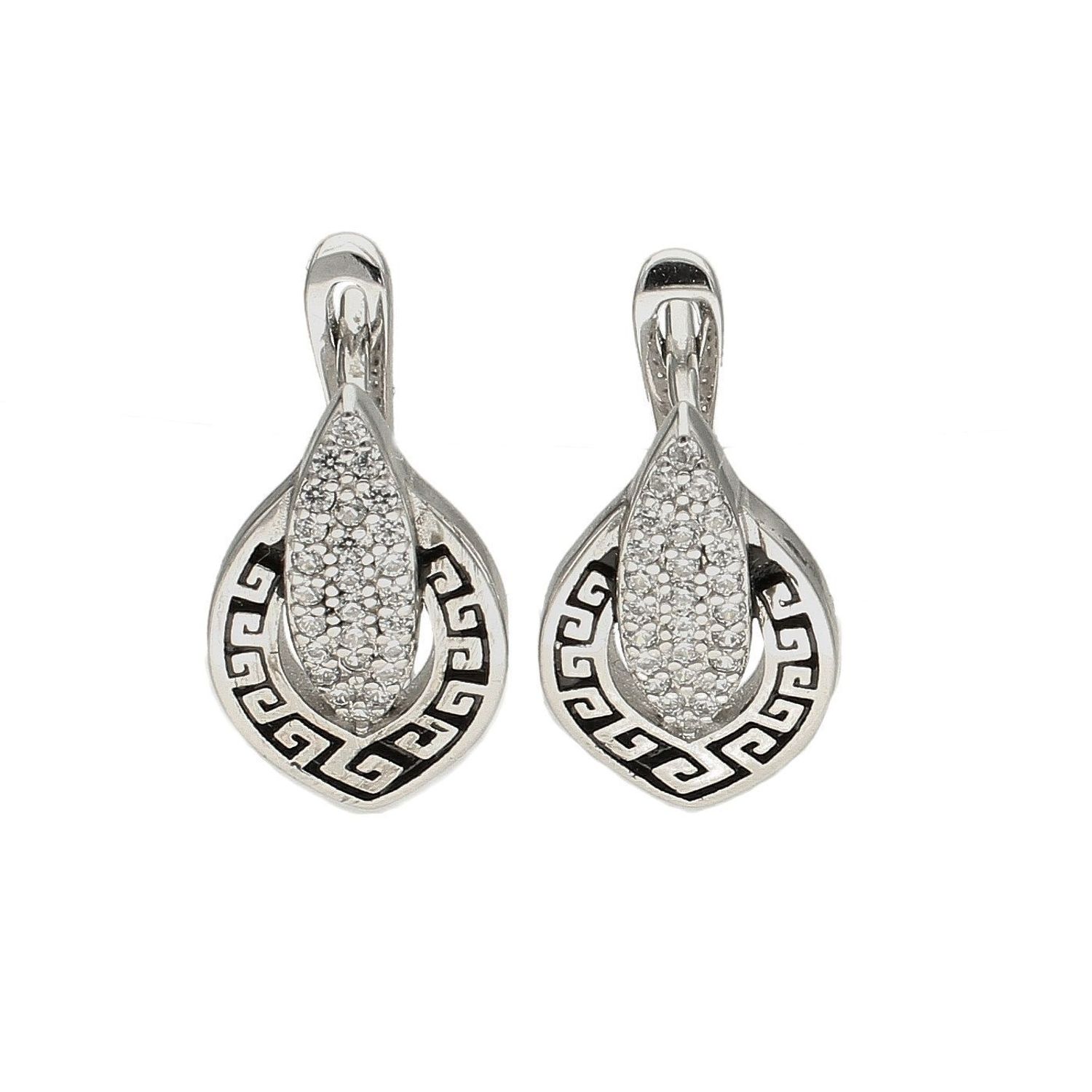 Kolczyki srebrne 'Droga grecka' z cyrkoniami TSK000001-45. Kolczyki srebrne cyrkonie. Kolczyki srebrne z cyrkoniami na bigiel. Kolczyki o greckim wzorze Kolczyki idealne na prezent. Kolczyki na każdą okazję.jpg