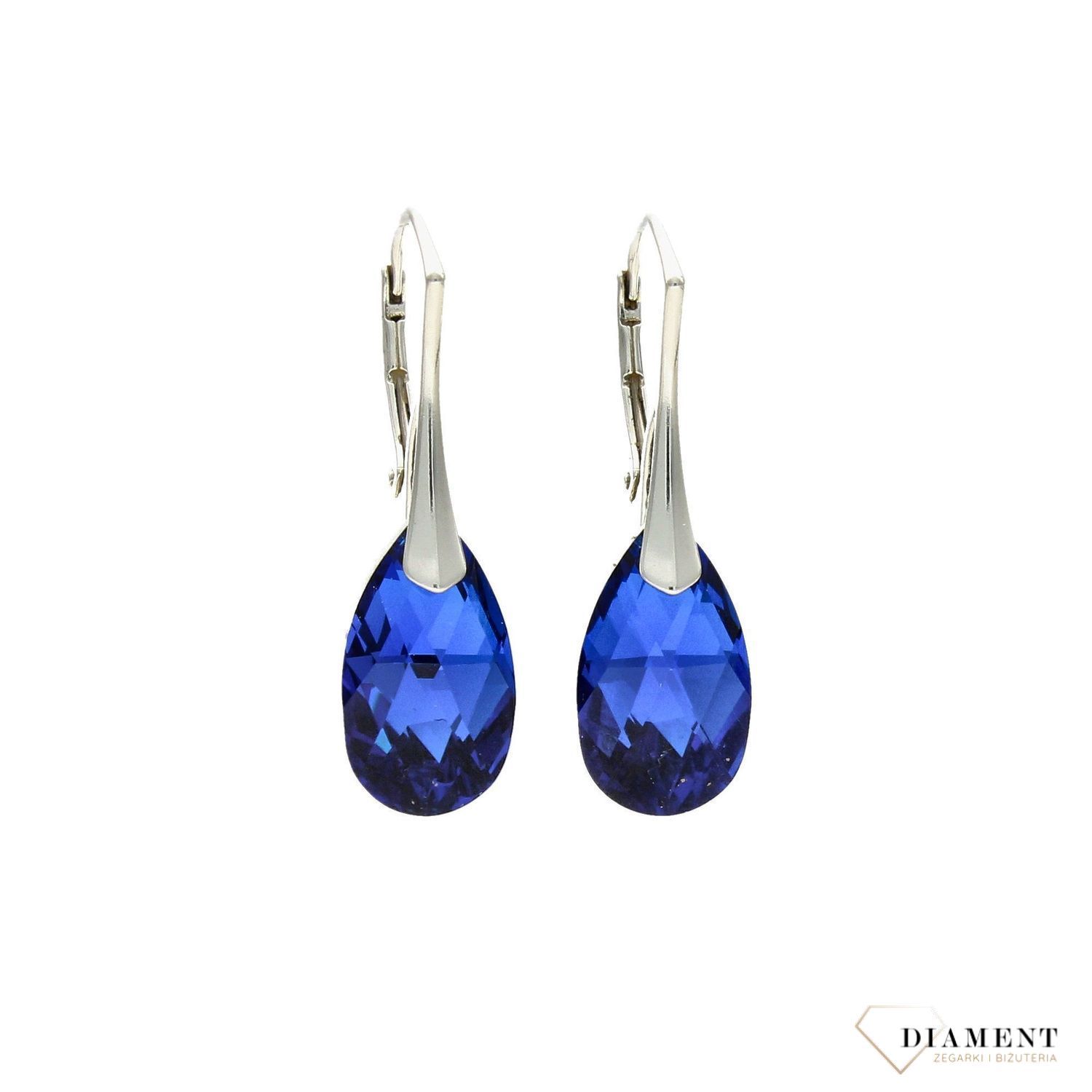 Kolczyki srebrne swarovski element granatowe.jpg