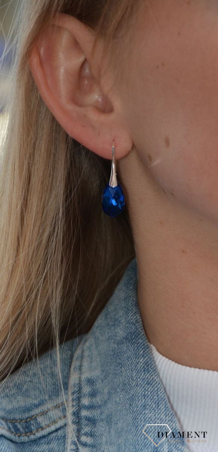 Kolczyki srebrne swarovski element granatowe.jpg