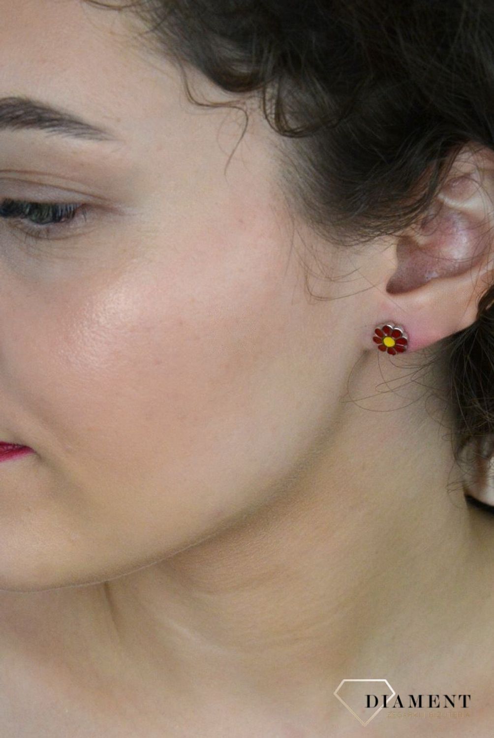 Kolczyki srebrne czerwone kwiatki, próba 925.jpg