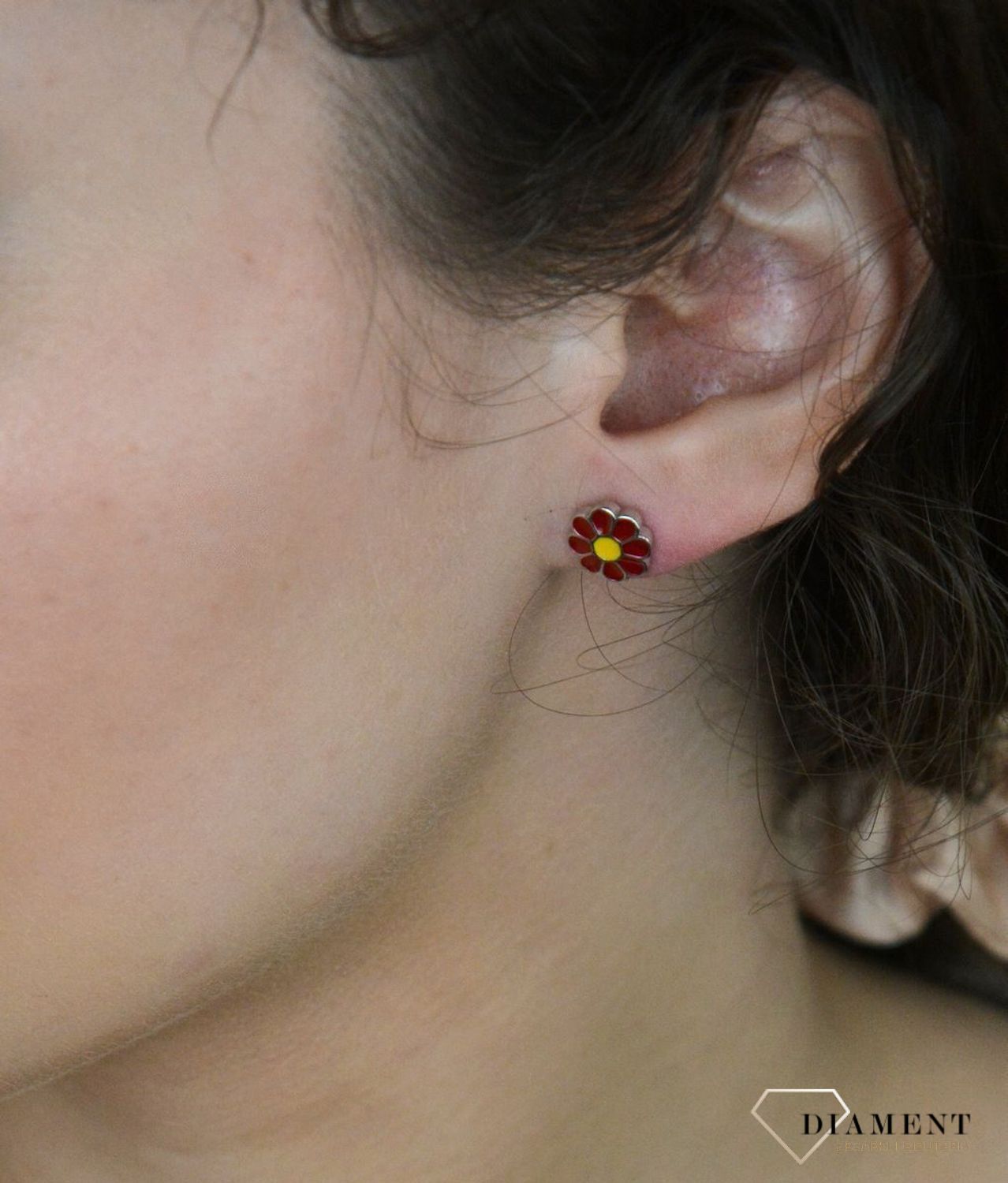 Kolczyki srebrne czerwone kwiatki, próba 925.jpg