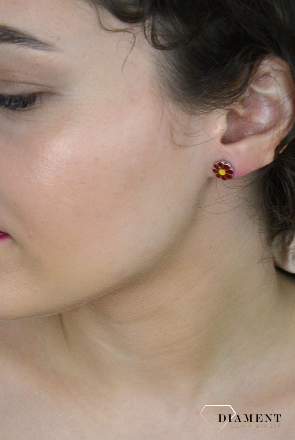 Kolczyki srebrne czerwone kwiatki, próba 925.jpg