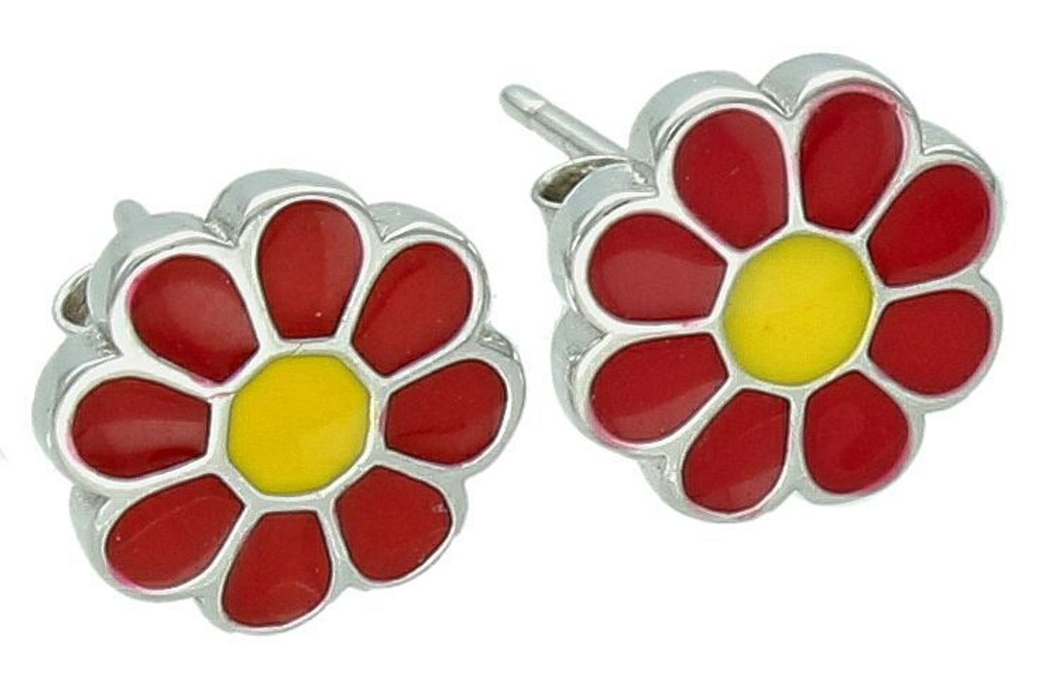 Kolczyki srebrne czerwone kwiatki, próba 925.jpg