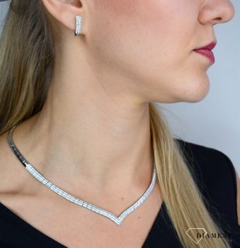 Komplet srebrny 925 drobne cyrkonie  💎 Komplet biżuterii wykonanej ze srebra próby 925 💎 Skład kompletu wyposażony jest w naszyjnik, bransoletkę i kolczyki, biżuteria ślubna (2).JPG