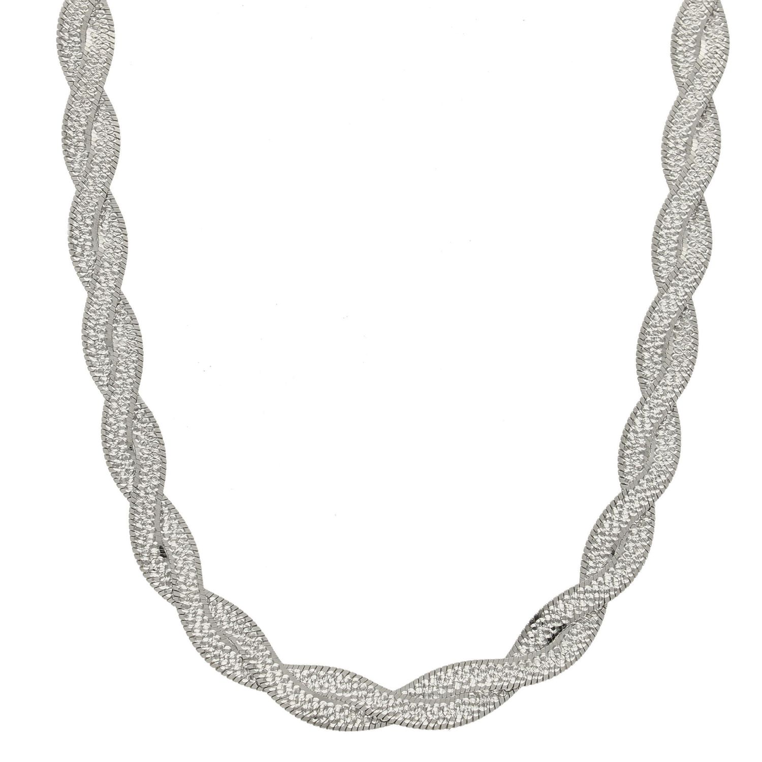 Srebrny naszyjnik damski błyszcząca pleciona kolia TSN000006-026✓Srebrne Naszyjniki Damskie w Sklepie z Biżuterią zegarki-diament.pl✓.jpg