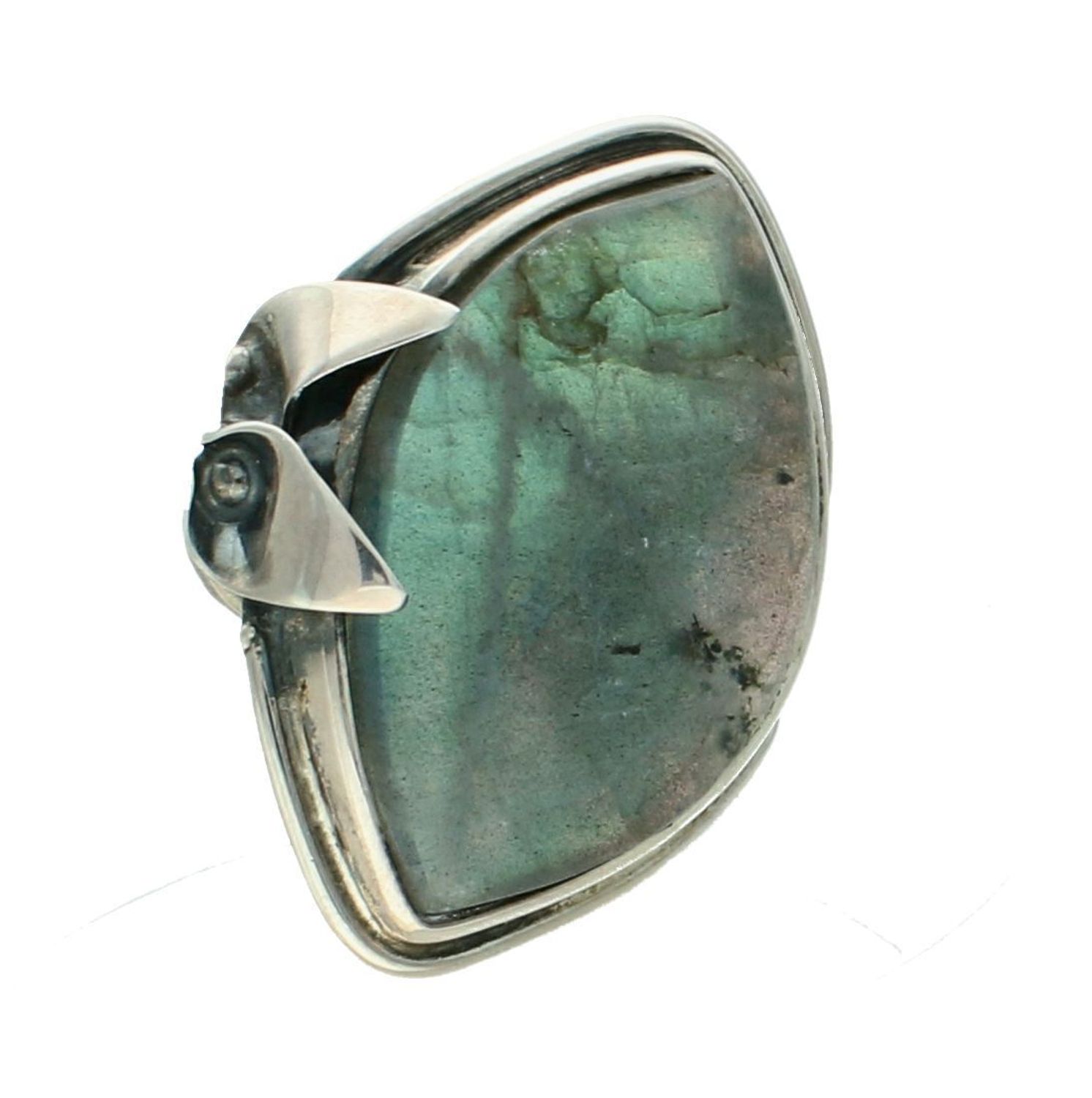 Srebrny pierścionek damski 925 duży kamień labladoryt rozmiar 16 TSP000000-017. Srebrny pierścionek damski. Pierścionek damski z kamieniem naturalnym. Szeroki pierścionek damski na prezent..jpg