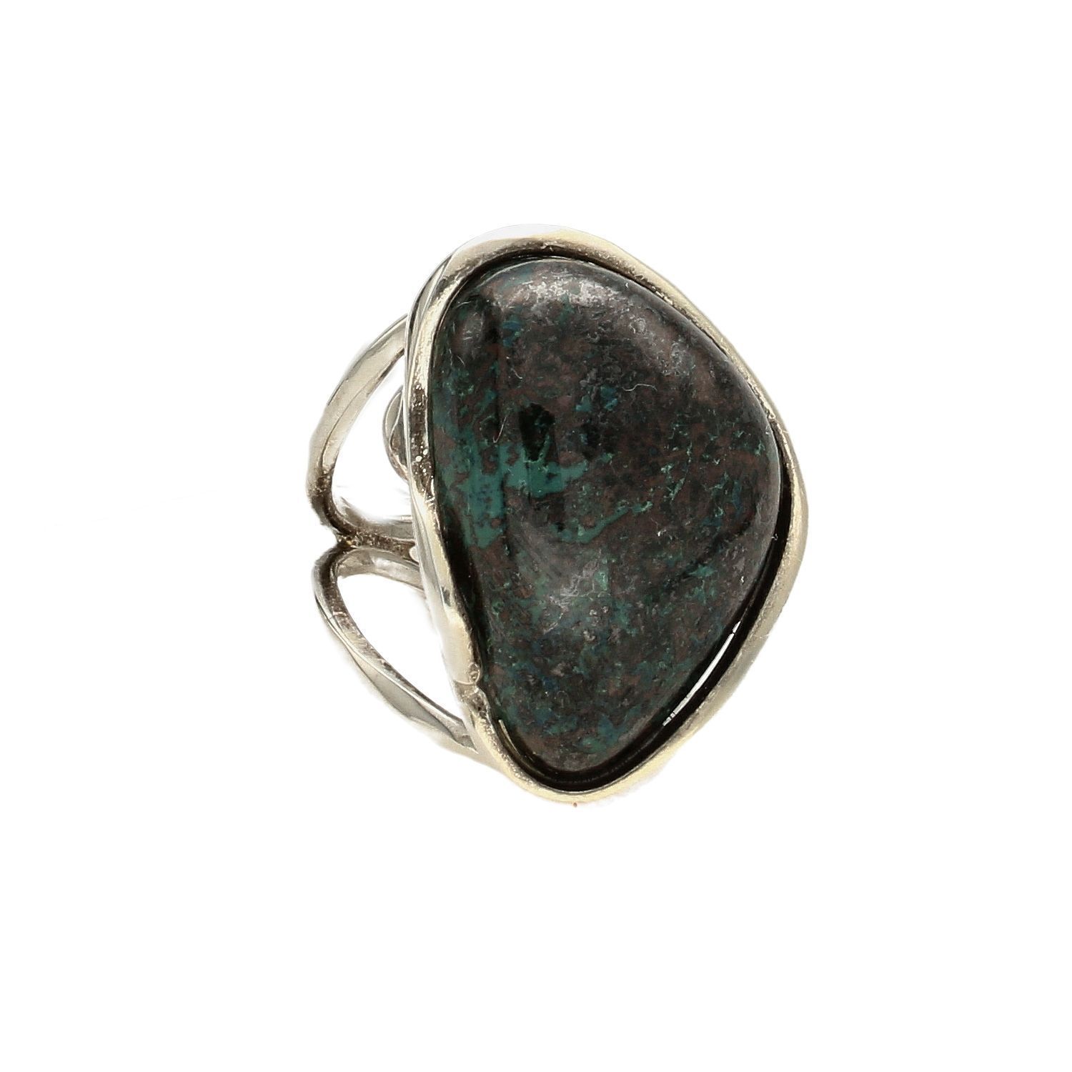 Pierścionek srebrny z dużym kamieniem naturalnym chryzokola TSP000000-035.jpg