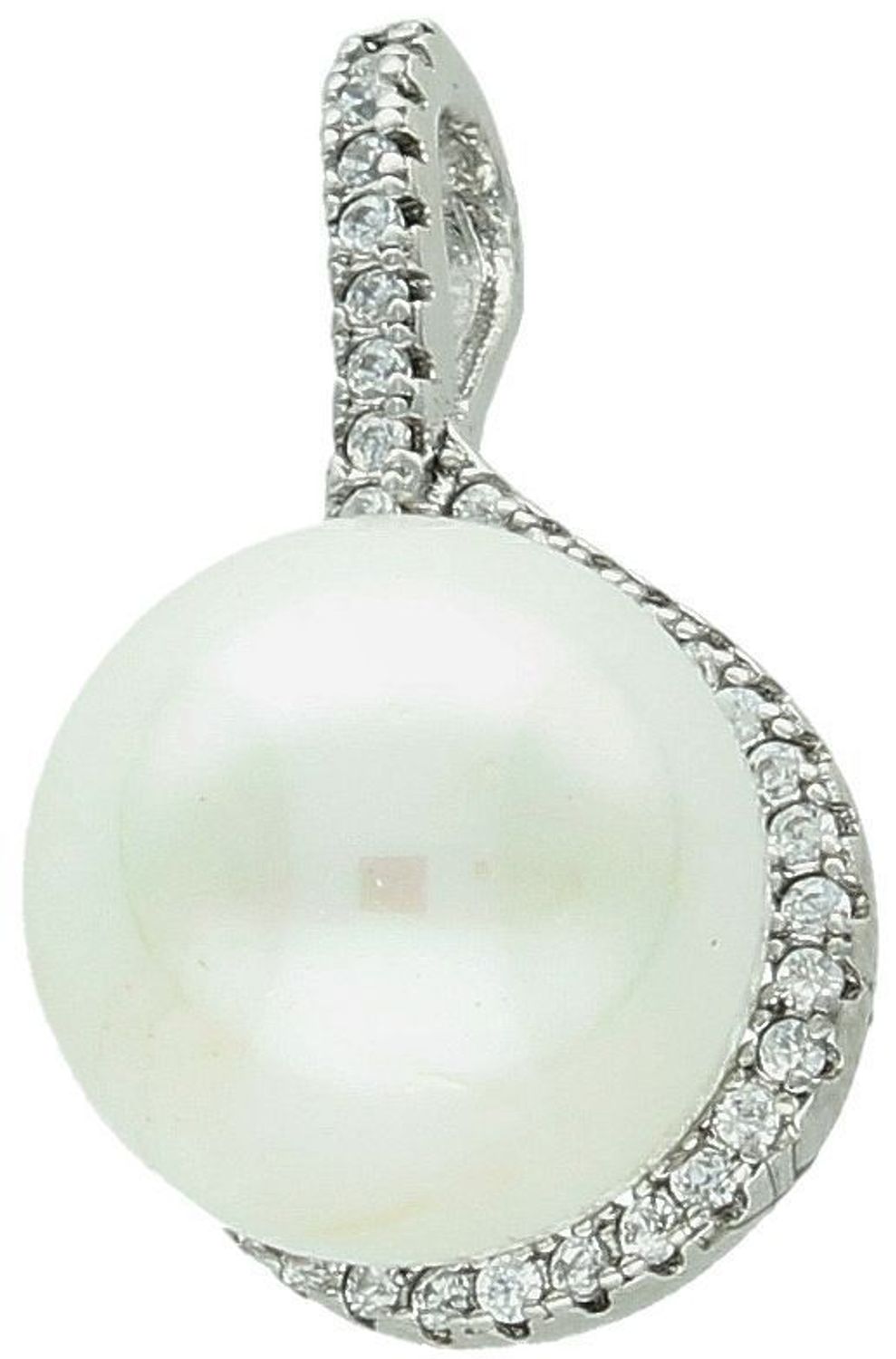 Zawieszka damska synt.perełka z cyrkoniami próba 925, TSZ000001-29 Elegancka zawieszka damska wykonana ze srebra próby 925, ozdobiona syntetyczną perełką oraz lśniącymi cyrkoniami,1.jpg