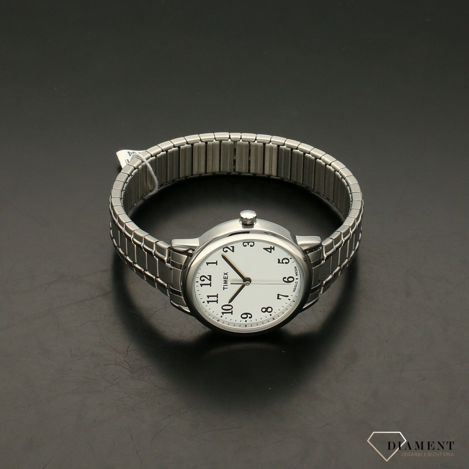 Zegarek damski srebrny na rozciąganej bransolecie z czytelną tarczą Timex TW2P78500.jpg