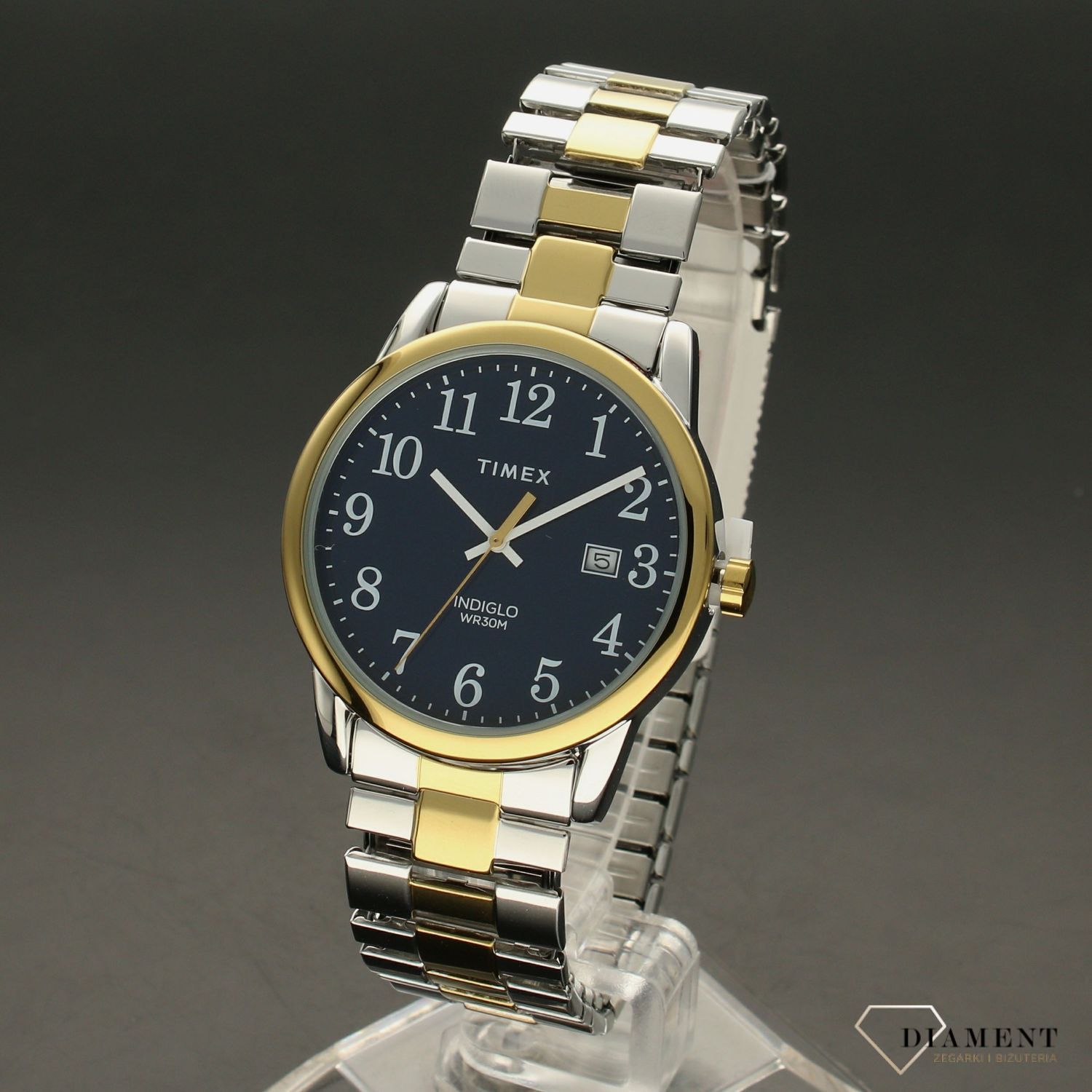 Zegarek męski Timex 'Podświetlany klasyk' na rozciąganej bransolecie z czytelną tarczą (5).jpg