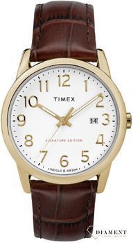 Zegarek męski Timex na brązowym skórzanym pasku z pozłacaną kopertą i podświetlaną tarczą Tw2R65100 (1).jpg