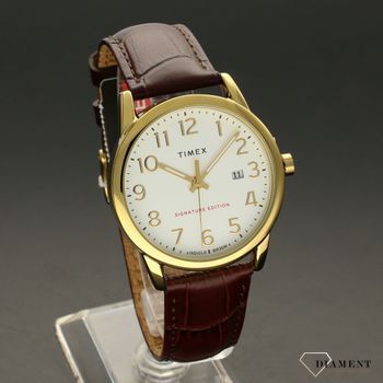 Zegarek męski Timex na brązowym skórzanym pasku z pozłacaną kopertą i podświetlaną tarczą Tw2R65100 (2).jpg