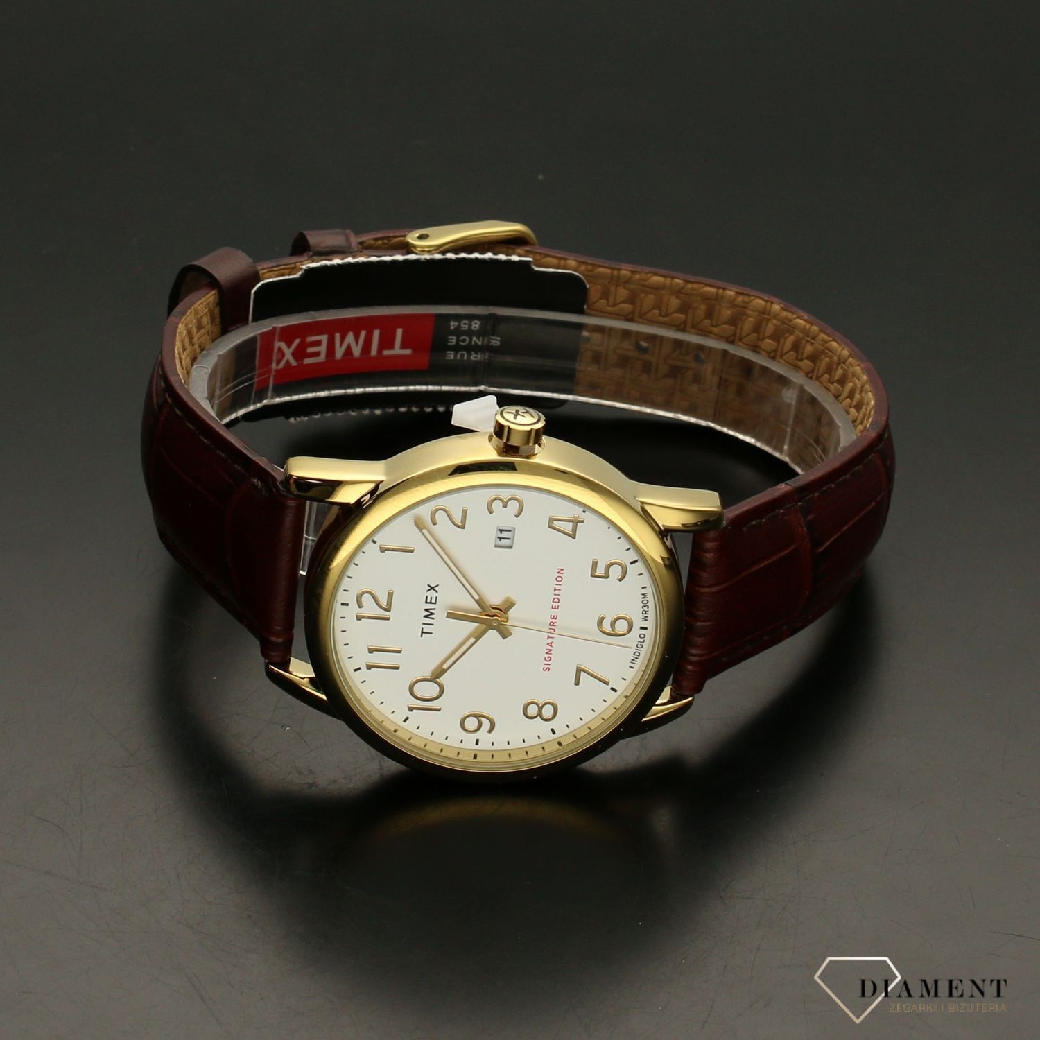 Zegarek męski Timex na brązowym skórzanym pasku z pozłacaną kopertą i podświetlaną tarczą Tw2R65100 (1).jpg