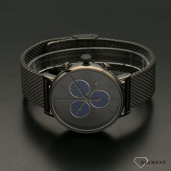 Zegarek męski w ciemnej kolorystyce to świetny dodatek pasujący do stylizacji męskich. Zegarek męski ze stalową meshową bransoletą. Darmowa wysyłka! (3).jpg
