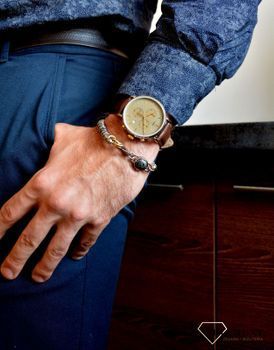 Zegarek męski ⌚ Timex na brązowym pasku z szarą tarczą i stalową kopertą TW2T67700 (3).JPG