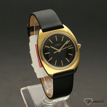 Zegarek damski na czarnym pasku skórzanym ze złotą kopertą Timex Milano TW2T89800 (1).jpg