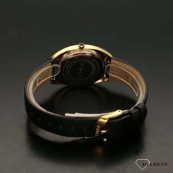 Zegarek damski na czarnym pasku skórzanym ze złotą kopertą Timex Milano TW2T89800 (4).jpg