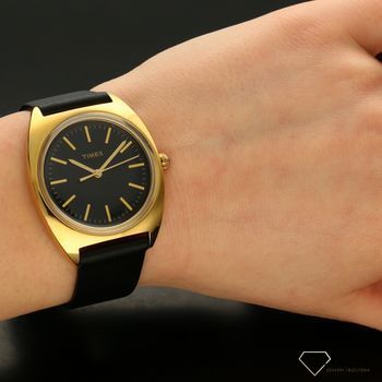 Zegarek damski na czarnym pasku skórzanym ze złotą kopertą Timex Milano TW2T89800 (5).jpg