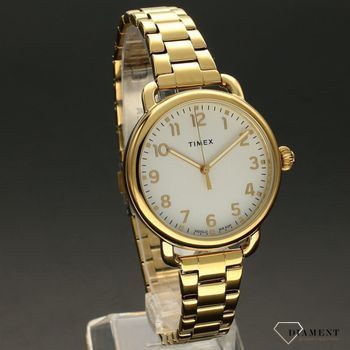 Zegarek damski Timex 'Złota klasyka' TW2U13900 ✅ Zegarek damski o okrągłej kopercie w kolorze złotym z piękną i czytelną tarczą w kolorze białym z cyframi arabskimi (2).jpg