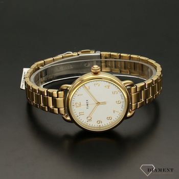 Zegarek damski Timex 'Złota klasyka' TW2U13900 ✅ Zegarek damski o okrągłej kopercie w kolorze złotym z piękną i czytelną tarczą w kolorze białym z cyframi arabskimi (4).jpg